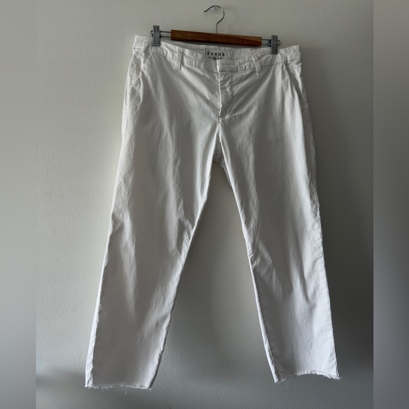FRANK & EILEEN Wicklow Italian Chino Cotton White Pants Twill Minimalist Size 12 - Picture 3 of 14